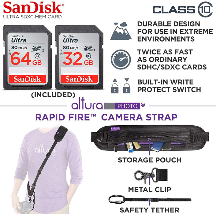 Canon EOS 6D Mark II DSLR Camera Body - WiFi Enabled with Altura Photo Complete Accessory and Travel Bundle