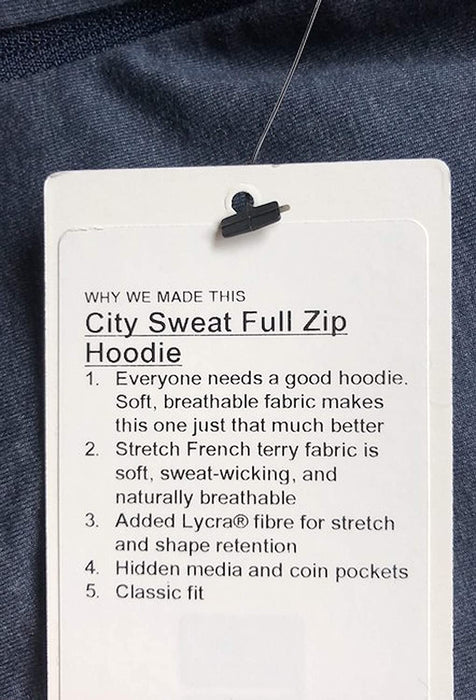 LULULEMON CITY SWEAT FULL ZIP HOODIE - HTTN (Heathered True Navy)