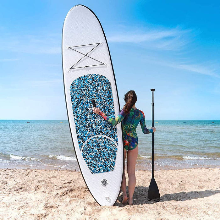 DANWJDP Inflatable Stand Up Paddle Board, 16cm Thick SUP with Accessories, Carry Bag, Adjustable Paddle, Hand Pump, Bottom Fin, Ankle Leash, Non-Slip Deck, 305 x 76 x 15 cm