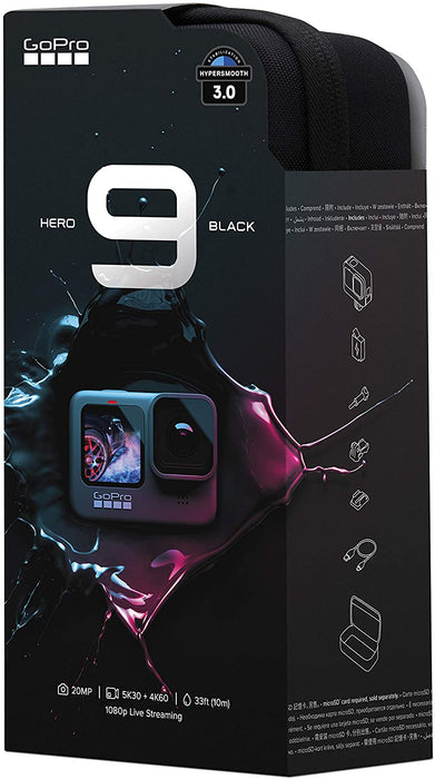 GoPro HERO9 Black - Waterproof Action Camera with Front LCD and Touch Rear Screens, 5K Ultra HD Video, 20MP Photos, 1080p Live Streaming, Webcam
