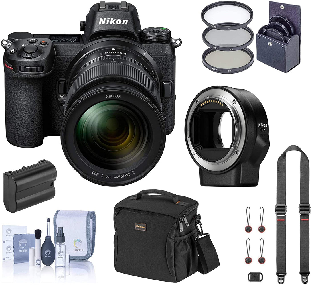 Nikon Z7 FX-Format Mirrorless Digital Camera with 24-70mm Lens, Basic Bundle with FTZ Mount Adapter, Neck Strap, Extra Battery and Accessories