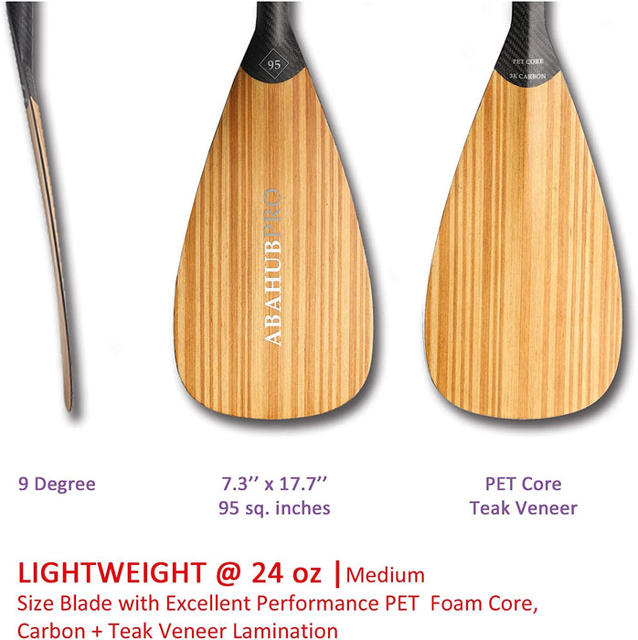 Abahub Carbon Fiber SUP Paddle 3-Piece Adjustable Stand Up Paddle Carbon Shaft & Black/Blue/Yellow