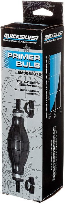 Quicksilver 8M0052975 Primer Bulb with 2 Hose Clamps for 1/4-Inch (6.35 mm) Fuel Lines