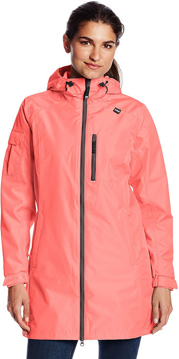 Helly Hansen Women's Long Belfast Lightweight Waterproof Windproof Breathable Raincoat Jacket with Hood