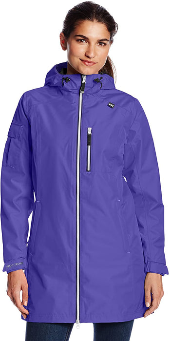 Helly Hansen Women's Long Belfast Lightweight Waterproof Windproof Breathable Raincoat Jacket with Hood