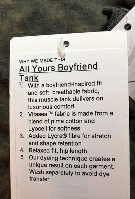 Lululemon All Yours Boyfriend Tank - CWDO (Cloudy Wash Dark Olive) (Size 10)