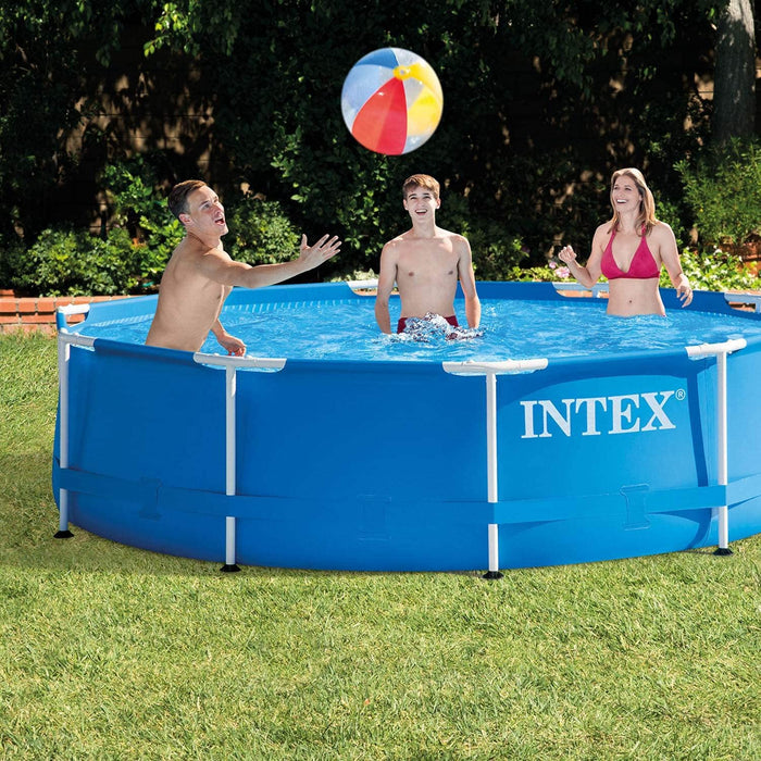 Intex 28200EH 10 Foot x 30 Inch Outdoor Metal Frame Above Ground Round Swimming Pool That Fits Up to 4 People with Easy Set-Up (Pump Not Included)