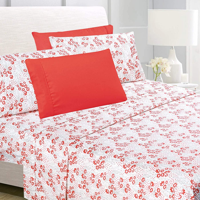 American Home Collection Deluxe 6 Piece Printed Sheet Set of Brushed Fabric, Deep Pocket Wrinkle Resistant - Hypoallergenic (Twin