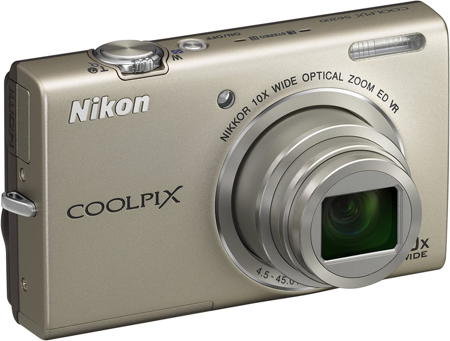 Nikon COOLPIX S6200 16 MP Digital Camera with 10x Optical Zoom NIKKOR ED Glass Lens and HD 720p Video (Silver)