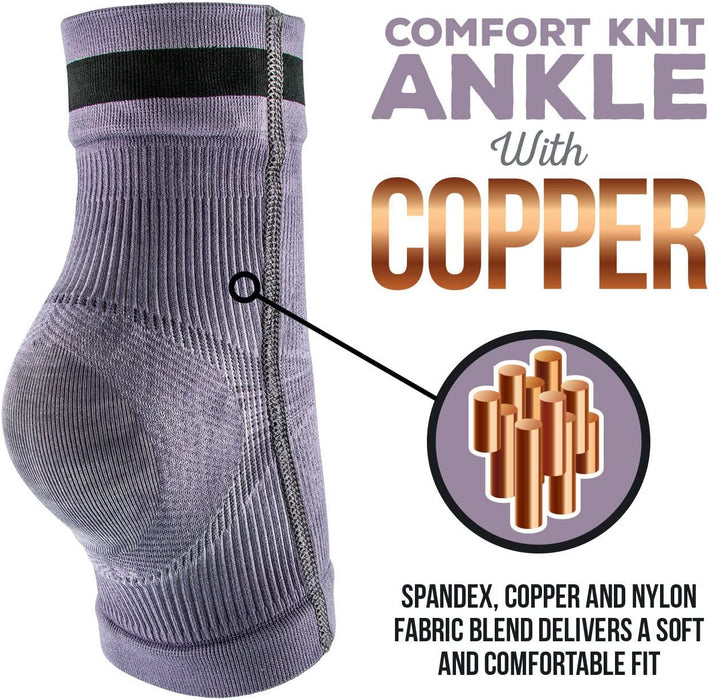Body Glove Comfort Copper Ankle Compression Sleeve - Open Toed Ankle Support Plantar Fasciitis Sock Ideal for F oot Pain Relief, Heel Spurs, Workout Recovery, Daily Active, Sports (Small)