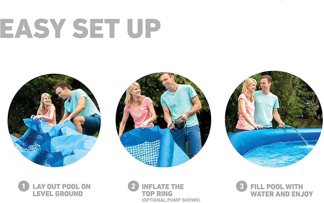 Intex 10 Feet x 24 Inch Easy Set Inflatable Above Ground Pool with Filter, Blue