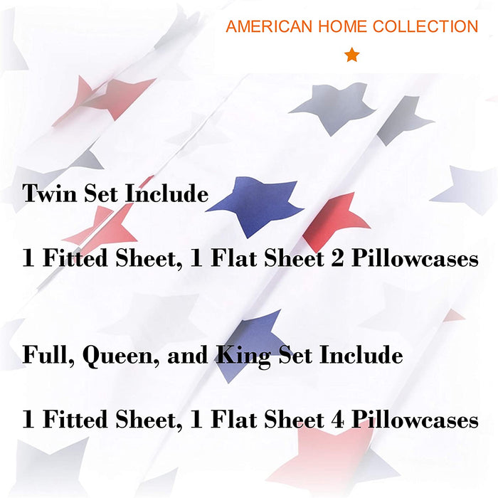 American Home Collection Deluxe 6 Piece Printed Sheet Set of Brushed Fabric, Deep Pocket Wrinkle Resistant - Hypoallergenic (Twin