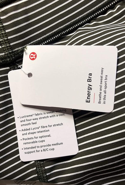 Lululemon Energy Bra - HYDO (Hype Stripe Dark Olive White)