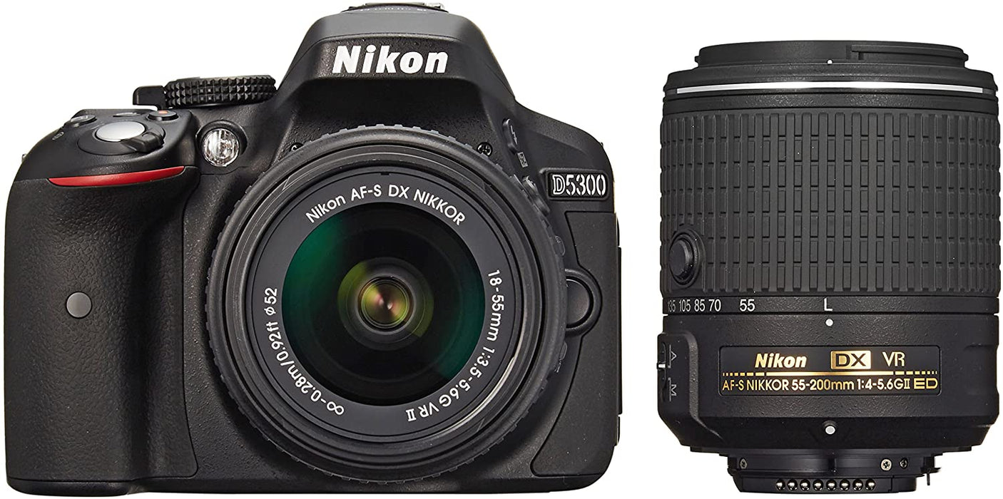 Nikon D5300 24.2 MP CMOS Digital SLR Camera Double Zoom Lens Kit with 18-55mm f/3.5-5.6G ED VR II + 55-200mm f/4.5-5.6G - International Version (No Warranty)