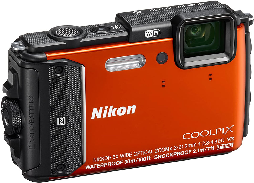 Nikon Coolpix AW130 Shock & Waterproof GPS Digital Camera (Orange) - International Version