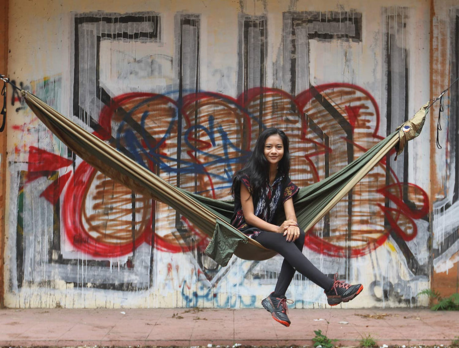 Ticket to the Moon Fair Trade & Handmade 1-2 Person King Size Lightweight Hammock for Traveling, Camping and Everyday Use, XXL, only 700g, Parachute-Silk, Set-Up < 1 min.