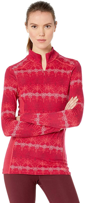 Helly-Hansen Womens Hh Merino Mid Graphic Print 1/2 Zip Lightweight Long-Sleeve Thermal Baselayer Top