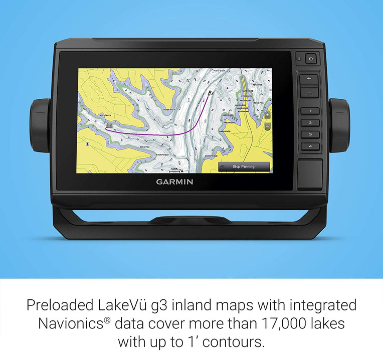 Garmin ECHOMAP UHD 73cv, 7" Keyed-Assist Chartplotter with U.S. LakeVü g3 and GT24UHD-TM transducer