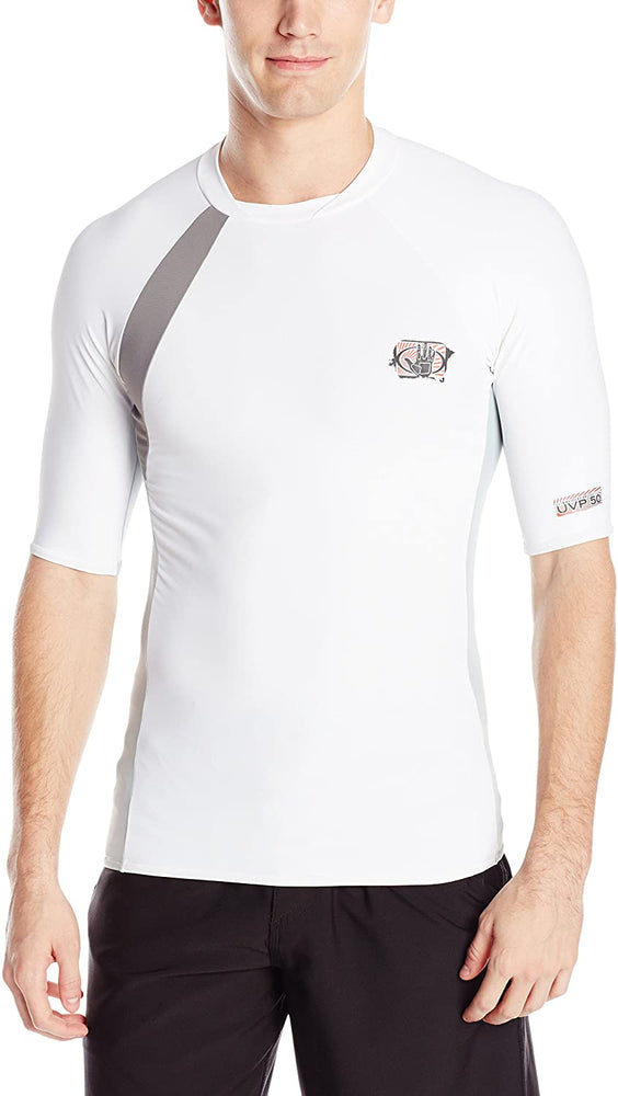 Body Glove Men's Performance Short Arm Rashguard, White/Silver, Large