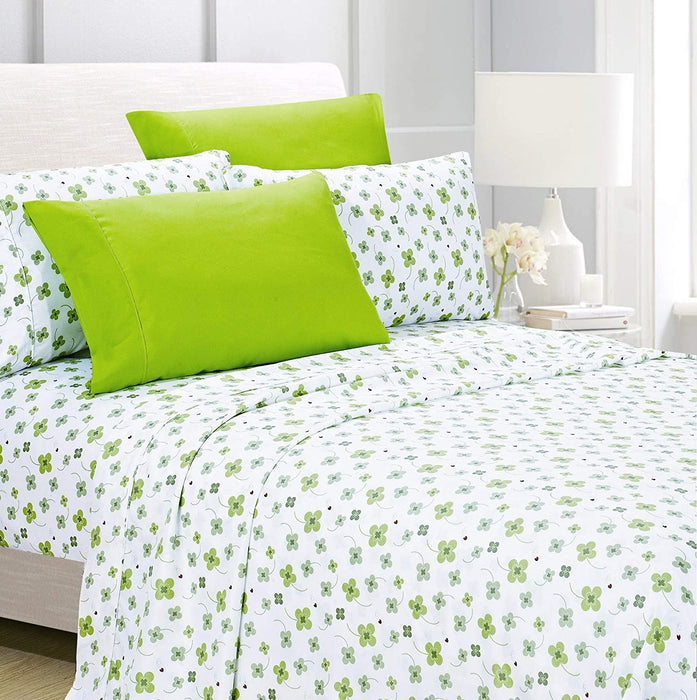 American Home Collection Deluxe 6 Piece Printed Sheet Set of Brushed Fabric, Deep Pocket Wrinkle Resistant - Hypoallergenic (Twin
