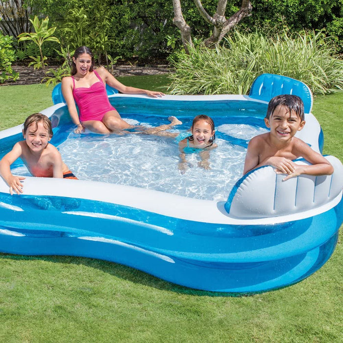 Intex Swim Center Family Lounge Inflatable Pool, 90" X 90" X 26", for Ages 3+