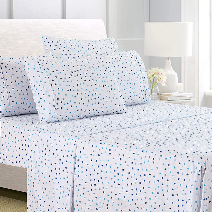 American Home Collection Deluxe 6 Piece Printed Sheet Set of Brushed Fabric, Deep Pocket Wrinkle Resistant - Hypoallergenic (Twin