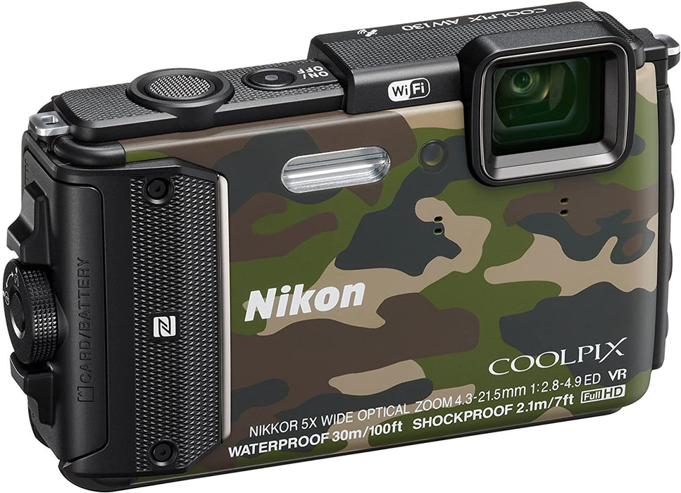 Nikon Coolpix AW130 Shock & Waterproof GPS Digital Camera (Camouflage) - International Version