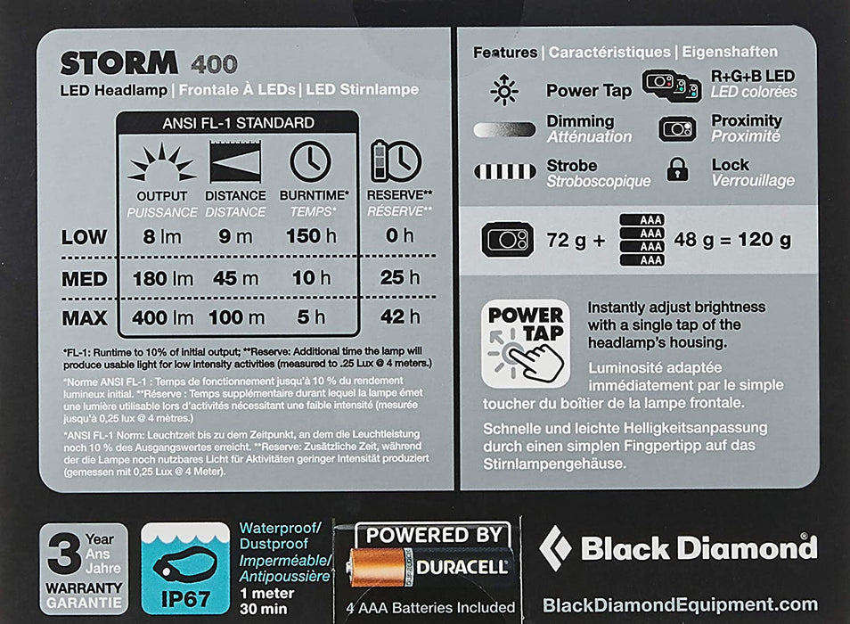 Black Diamond Storm 400 Headlamp, Unisex