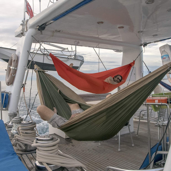Ticket to the Moon Fair Trade & Handmade 1-2 Person King Size Lightweight Hammock for Traveling, Camping and Everyday Use, XXL, only 700g, Parachute-Silk, Set-Up < 1 min.