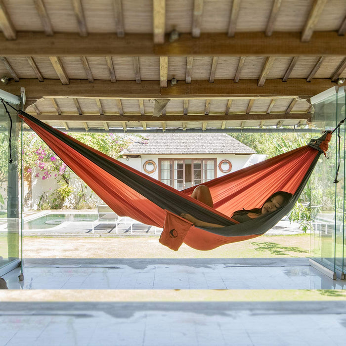 Ticket to the Moon Fair Trade & Handmade 1-2 Person King Size Lightweight Hammock for Traveling, Camping and Everyday Use, XXL, only 700g, Parachute-Silk, Set-Up < 1 min.