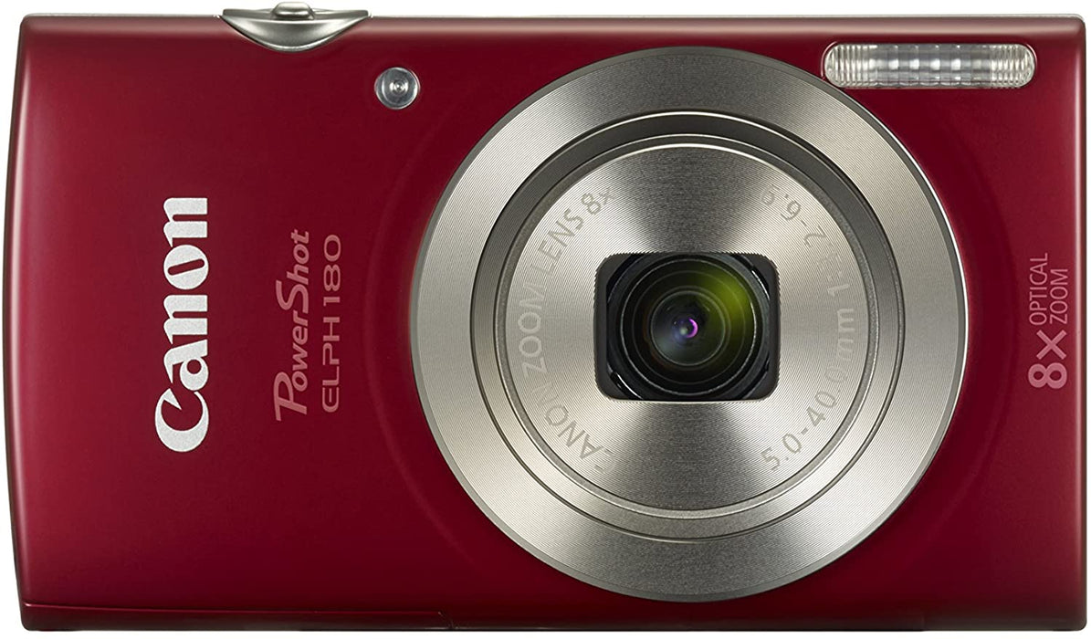 Canon PowerShot ELPH 180 Digital Camera w/Image Stabilization and Smart AUTO Mode (Red)