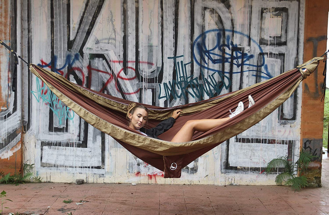 Ticket to the Moon Fair Trade & Handmade 1-2 Person King Size Lightweight Hammock for Traveling, Camping and Everyday Use, XXL, only 700g, Parachute-Silk, Set-Up < 1 min.