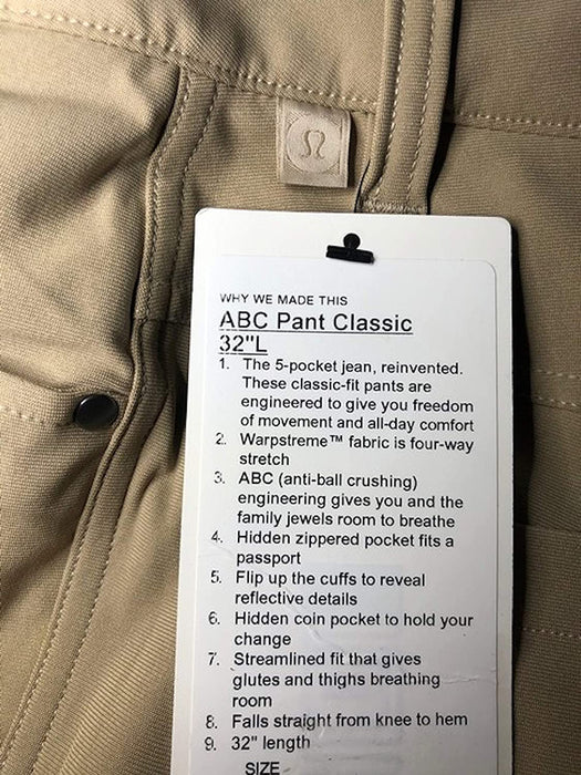 Lululemon ABC Pant Classic 32" L - TFSD (Tofino Sand)