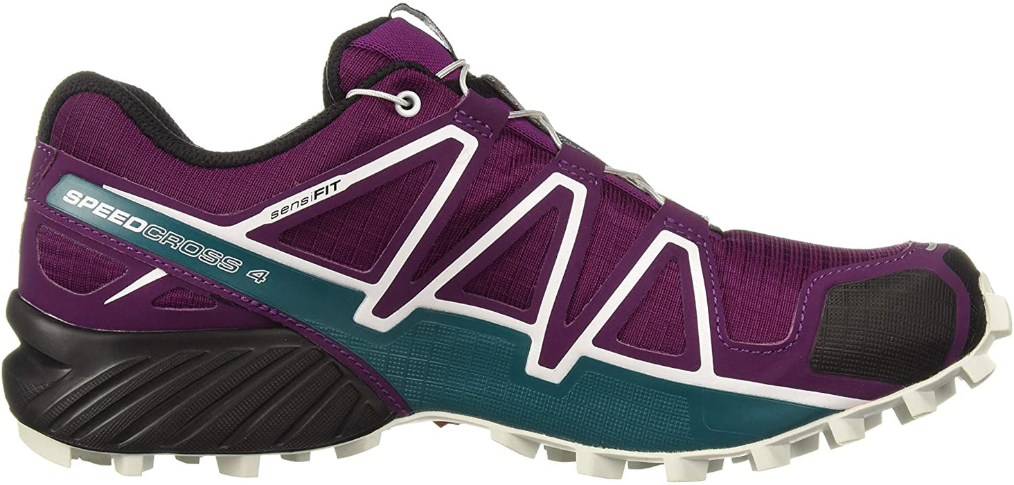 Salomon Women's Speedcross 4 Running Trail Shoes Dark Purple/White/Deep Lake