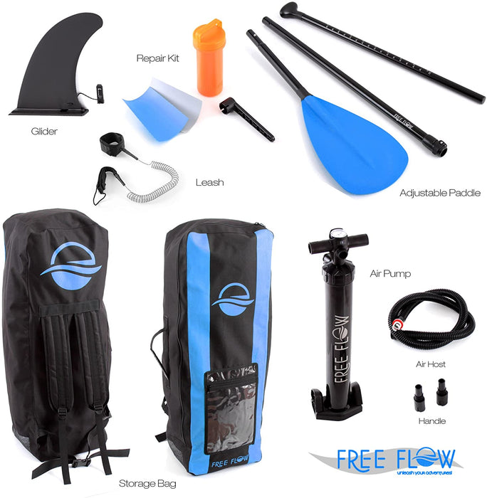 SereneLife Premium Inflatable Stand Up Paddle Board (6 Inches Thick) with SUP Accessories & Carry Bag | Wide Stance, Bottom Fin for Paddling, Surf Control