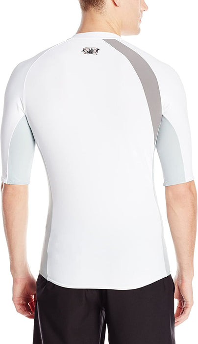 Body Glove Men's Performance Short Arm Rashguard, White/Silver, Large