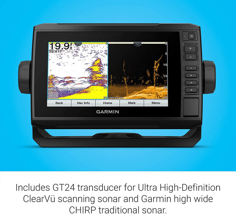 Garmin ECHOMAP UHD 74Cv, 7" Keyed-Assist Touchscreen Chartplotter with U.S. BlueChart G3 and GT24UHD-TM Transducer