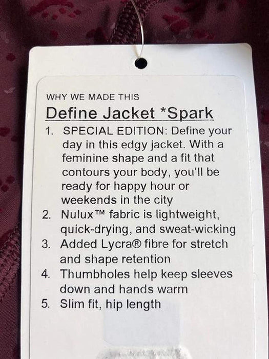LULULEMON DEFINE JACKET SPARK - GARN/GARN (Garmet/Garnet)