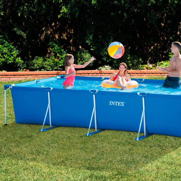Intex 86" x 23" Rectangular Frame Above Ground Outdoor Child Safe Splash Swimming Pool