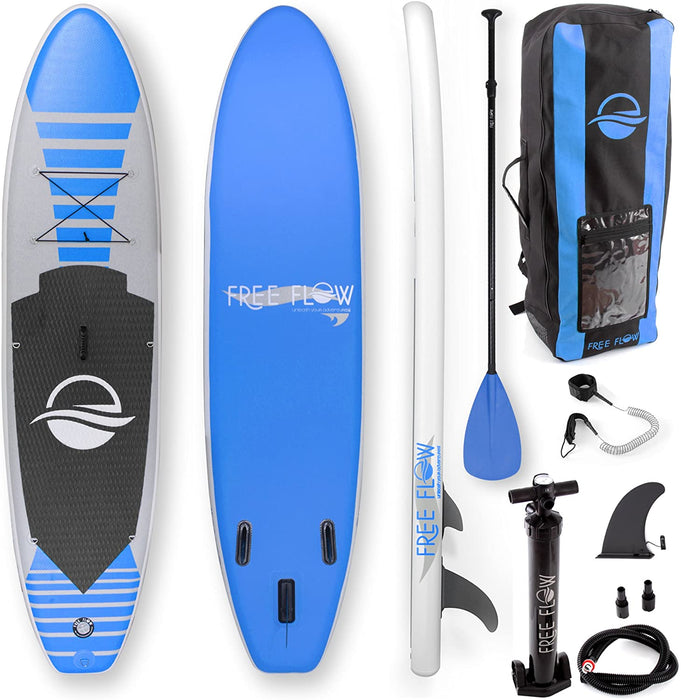 SereneLife Premium Inflatable Stand Up Paddle Board (6 Inches Thick) with SUP Accessories & Carry Bag | Wide Stance, Bottom Fin for Paddling, Surf Control