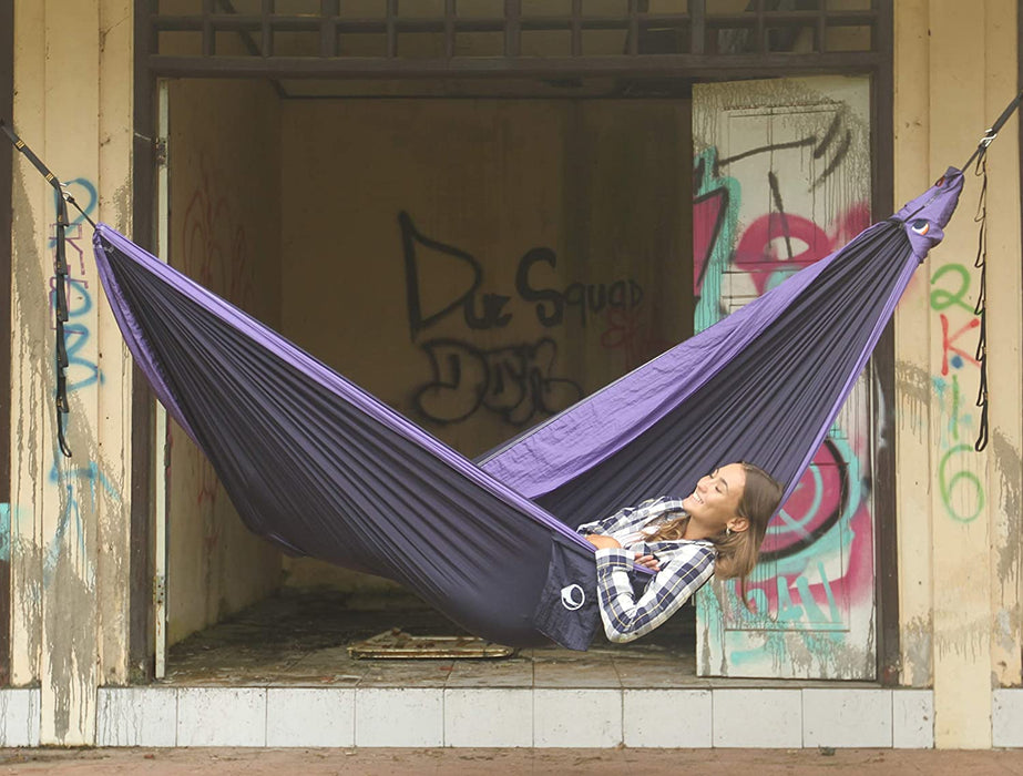 Ticket to the Moon Fair Trade & Handmade 1-2 Person King Size Lightweight Hammock for Traveling, Camping and Everyday Use, XXL, only 700g, Parachute-Silk, Set-Up < 1 min.
