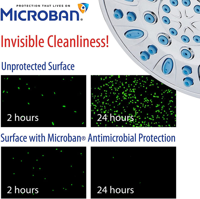 AquaDance Antimicrobial/Anti-Clog High-Pressure 30-Setting Combo Microban Nozzle Protection from Growth of Mold Mildew & Bacteria for Stronger Shower Aqua