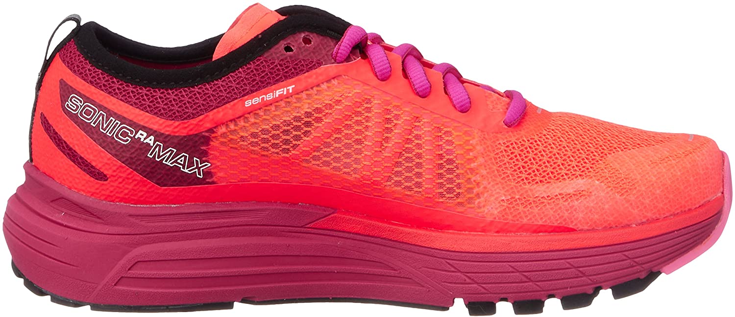 Salomon Women's Sonic Ra Max Fiery Coral/Cerise Pink Glow Ankle-High Mesh Road Running - 6.5M