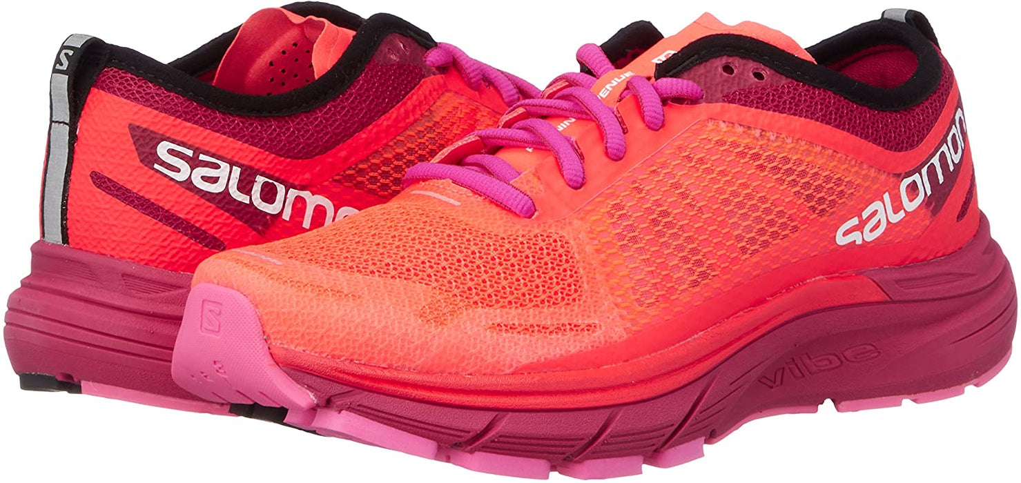 Salomon Women's Sonic Ra Max Fiery Coral/Cerise Pink Glow Ankle-High Mesh Road Running - 6.5M