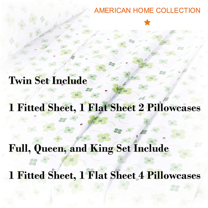 American Home Collection Deluxe 6 Piece Printed Sheet Set of Brushed Fabric, Deep Pocket Wrinkle Resistant - Hypoallergenic (Twin