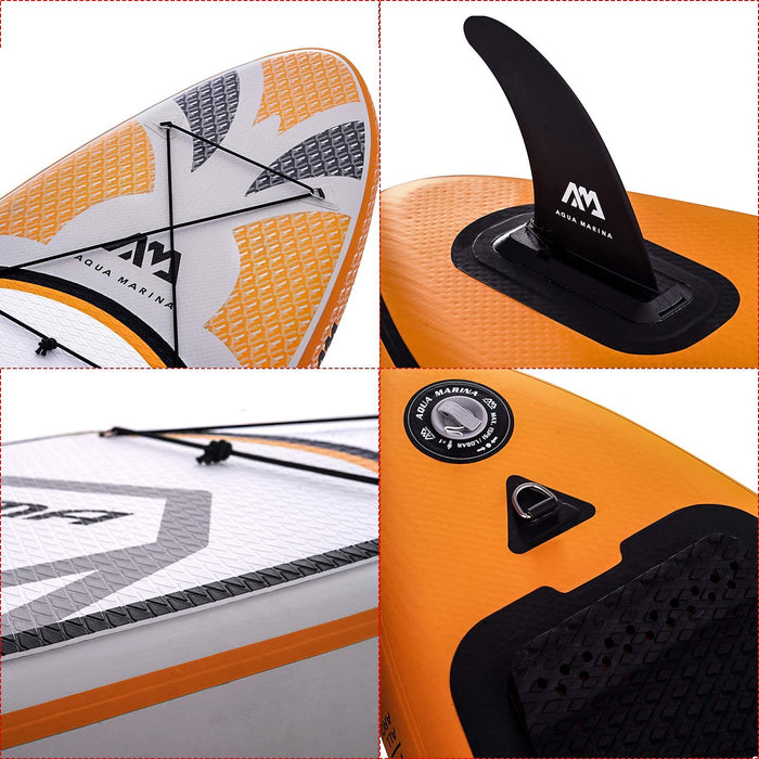 Aqua Marina Magma Inflatable Stand Up Paddle Board 10'10" (6" Thick) | Includes Double Action Pump, Magic Backpack, Slide-in Center Fin, Sports III Paddle, Safety Leash