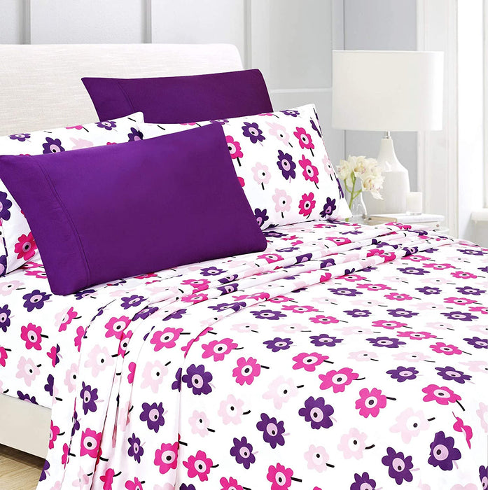 American Home Collection Deluxe 6 Piece Printed Sheet Set of Brushed Fabric, Deep Pocket Wrinkle Resistant - Hypoallergenic (Twin