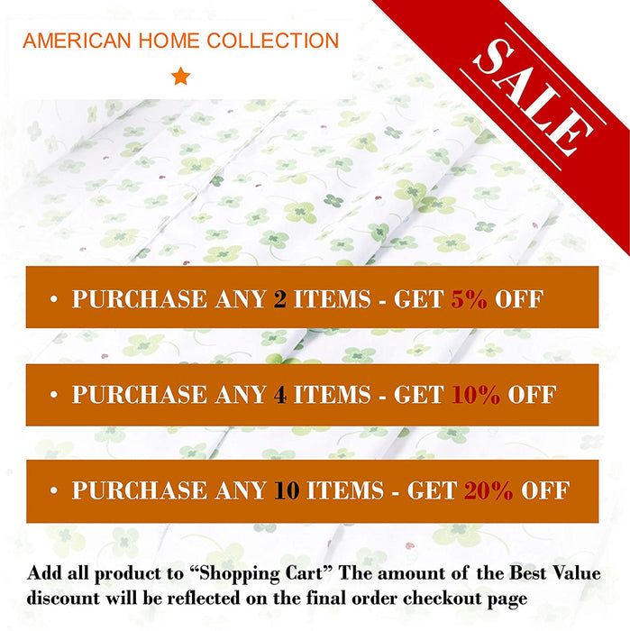 American Home Collection Deluxe 6 Piece Printed Sheet Set of Brushed Fabric, Deep Pocket Wrinkle Resistant - Hypoallergenic (Twin