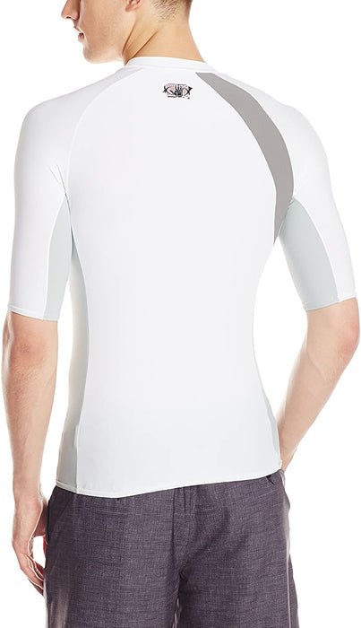 Body Glove Men's Performance Short Arm Rashguard, White/Silver, Medium