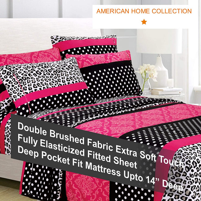 American Home Collection Deluxe 6 Piece Printed Sheet Set of Brushed Fabric, Deep Pocket Wrinkle Resistant - Hypoallergenic (Twin